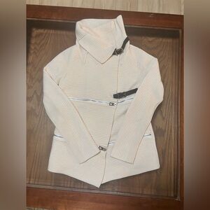 Barbara Bui Quiet Luxury Wool Zip Buckle Sweater Jacket Size S